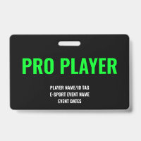 Credencial de jugador profesional minimalista de e