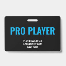 Credencial de jugador profesional minimalista para