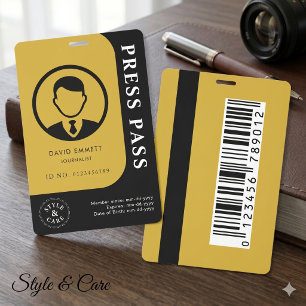 Tarjeta De Identificación Credencial de Medios de Oro Negro Profesional con 