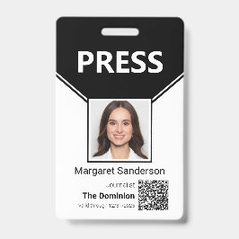 Tarjeta De Identificación Credencial de prensa con foto y código QR