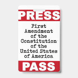 Tarjeta De Identificación Credencial de prensa de la Primera Enmienda