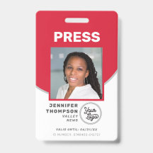 Credencial de prensa para periodistas roja y blanc