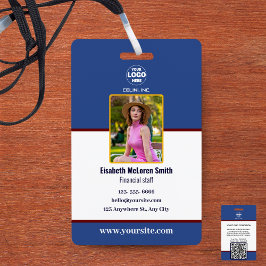 Tarjeta De Identificación Credencial de Seguridad Azul Profesional: Foto y C