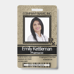 Tarjeta De Identificación Credencial de Técnico de Farmacia con Foto - Dorad