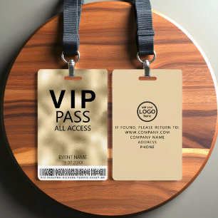 Tarjeta De Identificación Credencial dorada de acceso total VIP personalizad