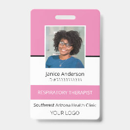 Tarjeta De Identificación Credencial Profesional de Empleado con Foto Rosa