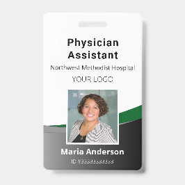 Tarjeta De Identificación Credencial Profesional de Empleado Negro y Verde