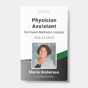 Tarjeta De Identificación Credencial Profesional de Empleado Negro y Verde