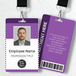 Tarjeta De Identificación Credencial Profesional Simple Morado