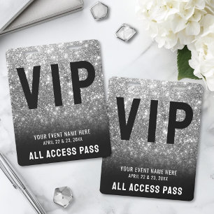 Tarjeta De Identificación Credencial VIP Negro Blanco Acceso Total