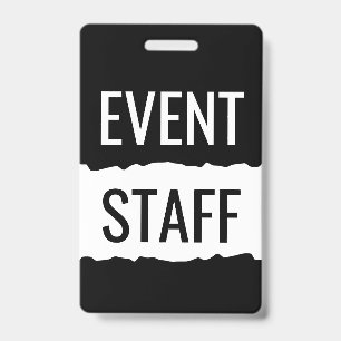 Tarjeta De Identificación Credenciales de personal de evento en negro y blan