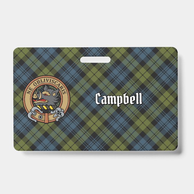 Tarjeta De Identificación Crest de Campbell sobre tartán (Parte frontal)