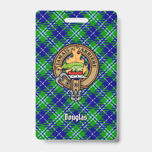 Tarjeta De Identificación Crest de Clan Douglas sobre Tartán