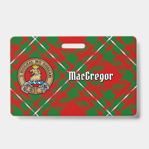 Tarjeta De Identificación Crest de Clan Gregor sobre tartán