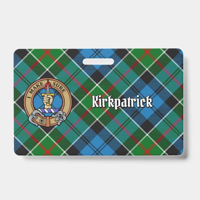 Tarjeta De Identificación Crest de Clan Kirkpatrick sobre tartán (Parte frontal)