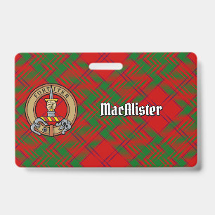 Tarjeta De Identificación Crest de Clan MacAlister de Glenbarr sobre Tartán