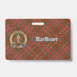 Tarjeta De Identificación Crest de Clan MacAlister sobre Tartán