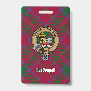 Tarjeta De Identificación Crest de Clan MacDougall sobre Tartán