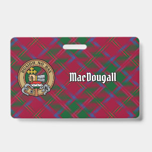 Tarjeta De Identificación Crest de Clan MacDougall sobre Tartán