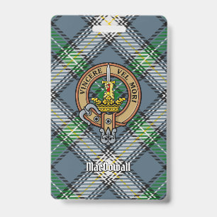 Tarjeta De Identificación Crest de Clan MacDowall sobre Tartán