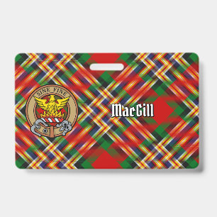 Tarjeta De Identificación Crest de Clan MacGill sobre tartán