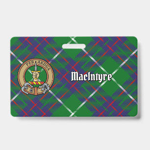 Tarjeta De Identificación Crest de Clan MacIntyre sobre tartán