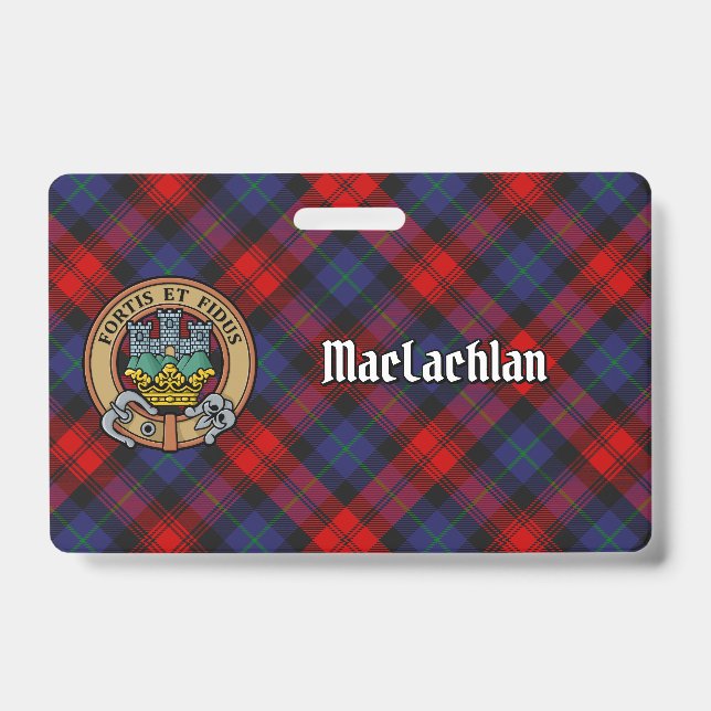 Tarjeta De Identificación Crest de Clan MacLachlan sobre Tartán (Parte frontal)