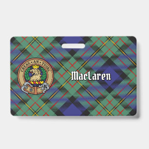 Tarjeta De Identificación Crest de Clan MacLaren sobre Tartán