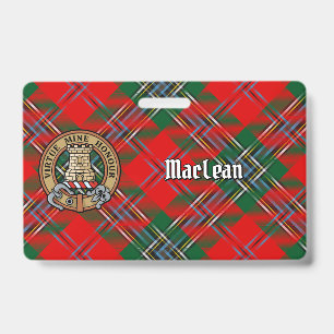 Tarjeta De Identificación Crest de Clan MacLean sobre tartán