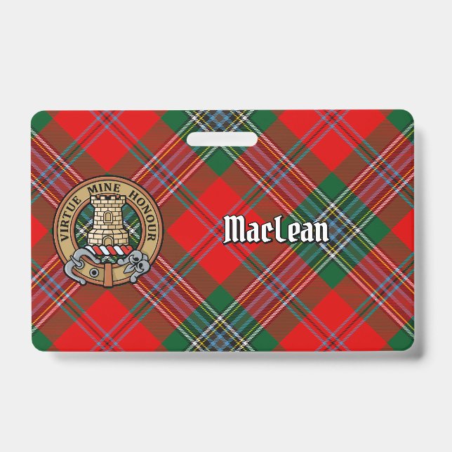 Tarjeta De Identificación Crest de Clan MacLean sobre Tartán (Parte frontal)
