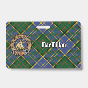Tarjeta De Identificación Crest de Clan MacMillan sobre tartán de caza