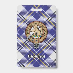 Tarjeta De Identificación Crest de Clan MacPherson sobre Tartán de Vestido A