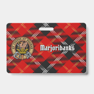 Tarjeta De Identificación Crest de Clan Marjoribanks sobre Tartán