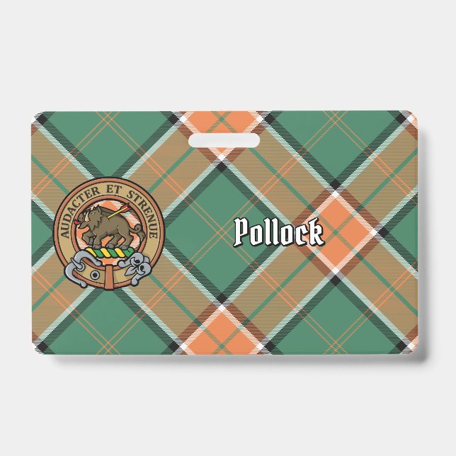 Tarjeta De Identificación Crest de Clan Pollock sobre Tartán (Parte frontal)