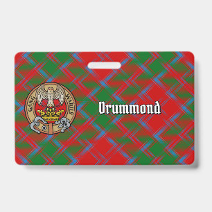Tarjeta De Identificación Crest del Clan Drummond sobre Tartán