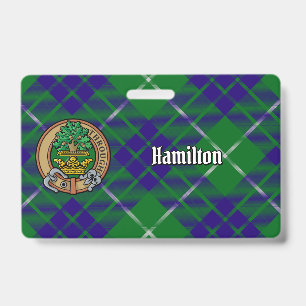 Tarjeta De Identificación Crest del Clan Hamilton sobre Tartán de Caza