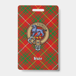 Tarjeta De Identificación Crestá de Clan Bruce sobre Tartán