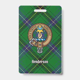 Tarjeta De Identificación Crestá del clan Henderson sobre tartán
