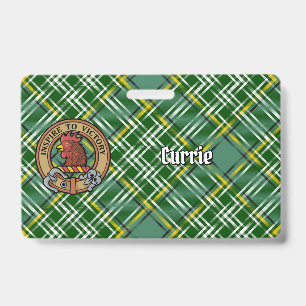 Tarjeta De Identificación Crestón de gallo de Clan Currie sobre tartán