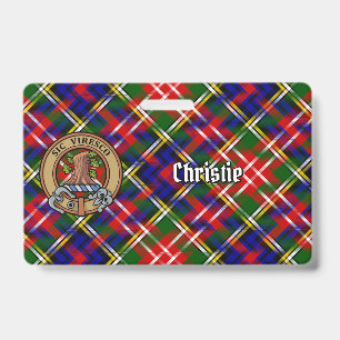 Tarjeta De Identificación Crestón del Clan Christie sobre Tartán