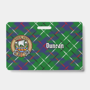 Tarjeta De Identificación Crestón del Clan Duncan sobre Tartán