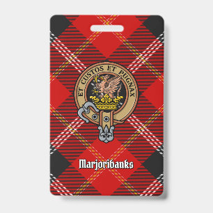 Tarjeta De Identificación Crestón del clan Marjoribanks sobre tartán