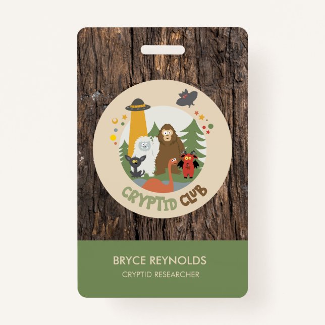 Tarjeta De Identificación Cryptid Researcher Party Badge (Anverso)
