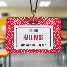 Tarjeta De Identificación Cuaderno de composición Pase de sala de clase Rojo