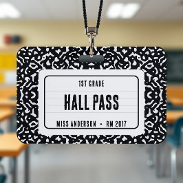 Tarjeta De Identificación Cuaderno de composición Pase del salón de clases N