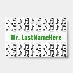 Tarjeta De Identificación Cuadrícula de notas musicales + Insignia de nombre