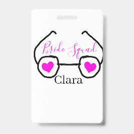Tarjeta De Identificación Cuadrilla de novia gafas de buceo rosa negro coraz