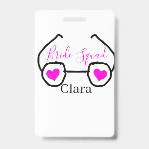 Tarjeta De Identificación Cuadrilla de novia gafas de buceo rosa negro coraz
