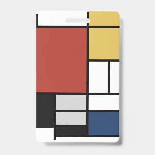Tarjeta De Identificación Cuadro de Mondrian Plano Rojo Amarillo Negro Gris