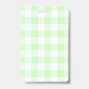 Tarjeta De Identificación Cuadros de gingham verde claro